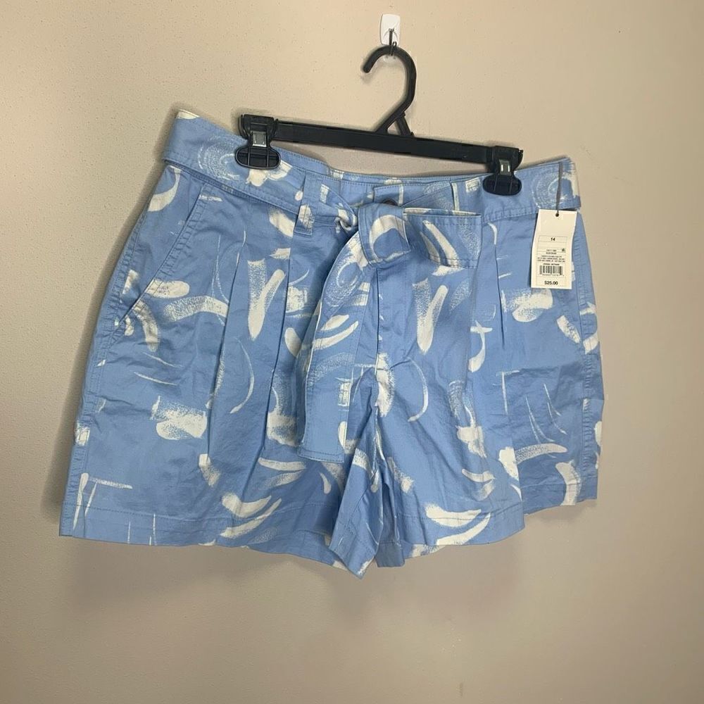 A New Day 14 blue white shorts NWT tie waist (H1)